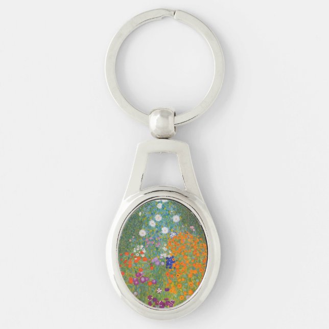 Gustav Klimt Flower Garden Cottage Nature Key Ring (Front)