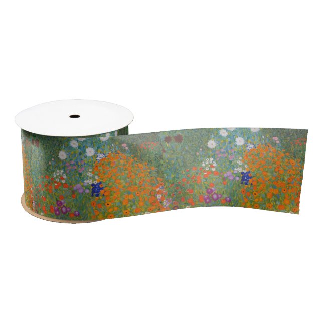 Gustav Klimt Flower Garden Cottage Nature Satin Ribbon (Spool)