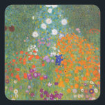 Gustav Klimt Flower Garden Cottage Nature Square Sticker<br><div class="desc">A beautiful garden painting - this is a classic painting by Gustav Klimt,  called Cottage Garden,  or Bauergarten,  1907,  which is a close up of a flower garden,  a colourful floral painting.</div>