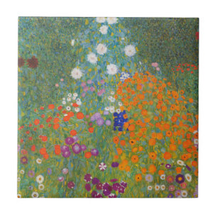 Gustav Klimt Flower Garden Cottage Nature Tile