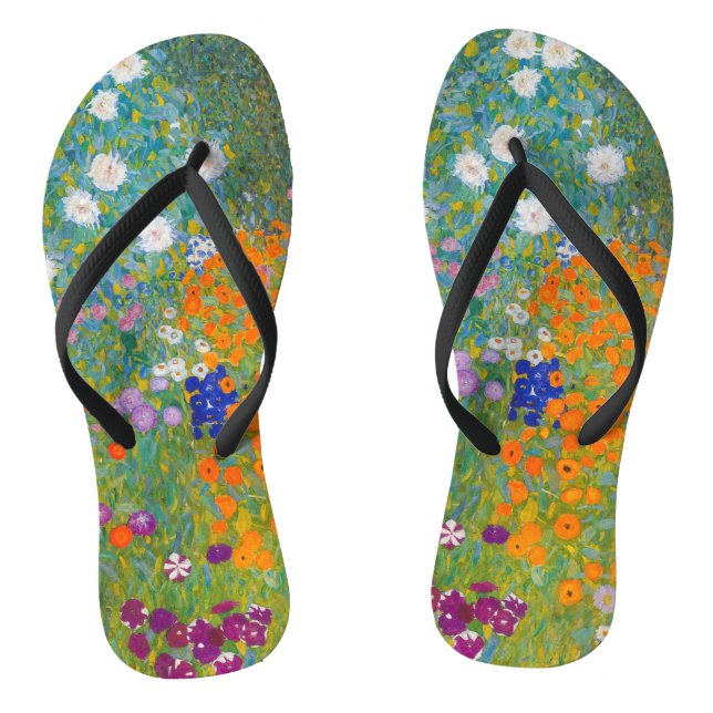 Gustav Klimt - Flower Garden Flip Flops (Footbed)