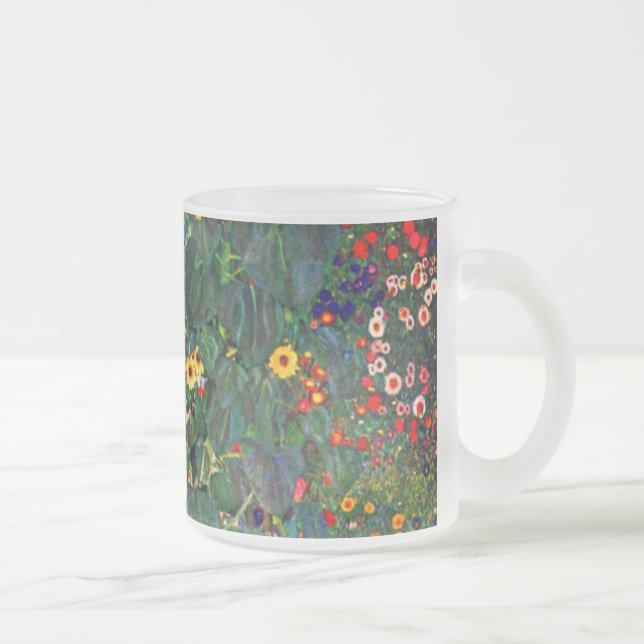 Gustav Klimt Flower Garden Frosted Glass Coffee Mug (Right)