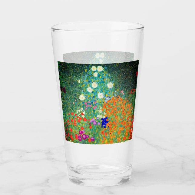 Gustav Klimt Flower Garden Glass (Front)