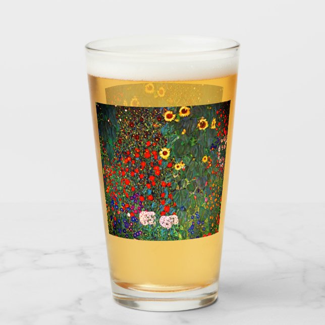 Gustav Klimt Flower Garden Glass (Front Filled)