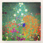 Gustav Klimt Flower Garden Glass Coaster<br><div class="desc">Glass Coaster featuring Gustav Klimt’s oil painting Flower Garden (1906). A beautiful garden of purple,  red,  white,  blue,  and orange flowers. A great gift for fans of Art Nouveau and Austrian art.</div>