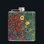 Gustav Klimt Flower Garden Hip Flask<br><div class="desc">Flask featuring Gustav Klimt’s oil painting Farm Garden with Sunflowers (1907). A beautiful garden of sunflowers and exquisite blue,  red,  purple,  pink,  and white flowers. A great gift for fans of Art Nouveau and Austrian art.</div>
