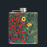 Gustav Klimt Flower Garden Hip Flask<br><div class="desc">Flask featuring Gustav Klimt’s oil painting Farm Garden with Sunflowers (1907). A beautiful garden of sunflowers and exquisite blue,  red,  purple,  pink,  and white flowers. A great gift for fans of Art Nouveau and Austrian art.</div>