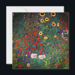 Gustav Klimt Flower Garden Invitation<br><div class="desc">Card featuring Gustav Klimt’s oil painting Farm Garden with Sunflowers (1907). A beautiful garden of sunflowers and exquisite blue,  red,  purple,  pink,  and white flowers. A great gift for fans of Art Nouveau and Austrian art.</div>