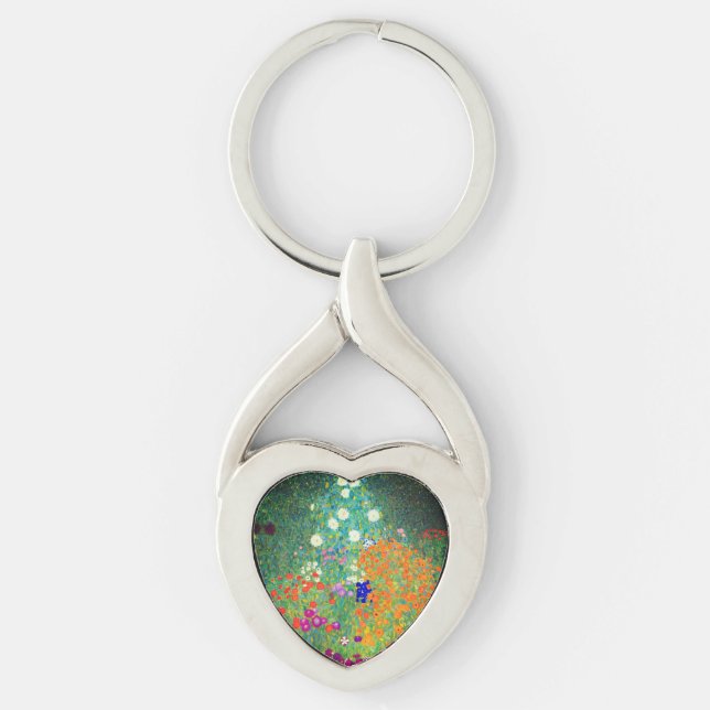 Gustav Klimt Flower Garden Key Ring (Front)