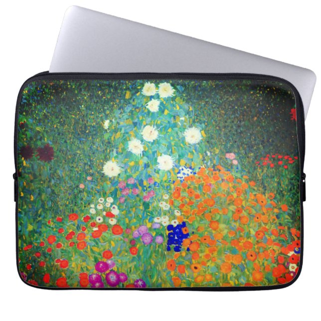 Gustav Klimt Flower Garden Laptop Sleeve (Front)