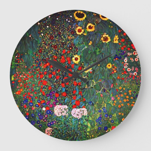 Gustav Klimt Flower Garden Large Clock (Front)