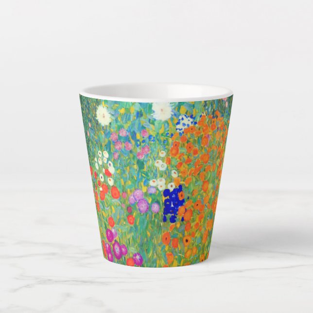 Gustav Klimt Flower Garden Latte Mug (Front)