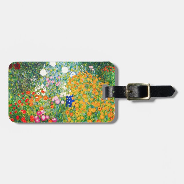 Gustav Klimt Flower Garden Luggage Tag (Front Horizontal)