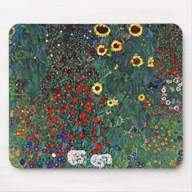 Gustav Klimt Flower Garden Mouse Mat (Front)