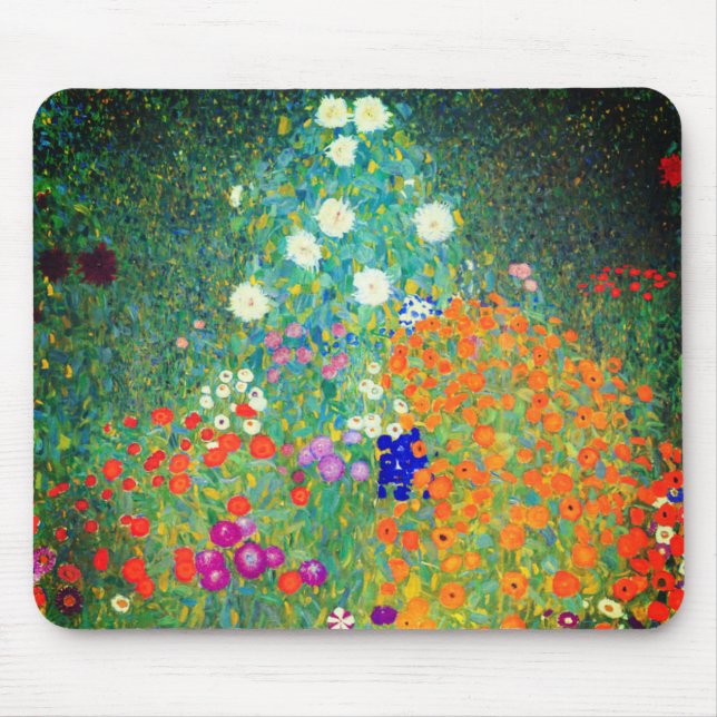 Gustav Klimt Flower Garden Mouse Mat (Front)