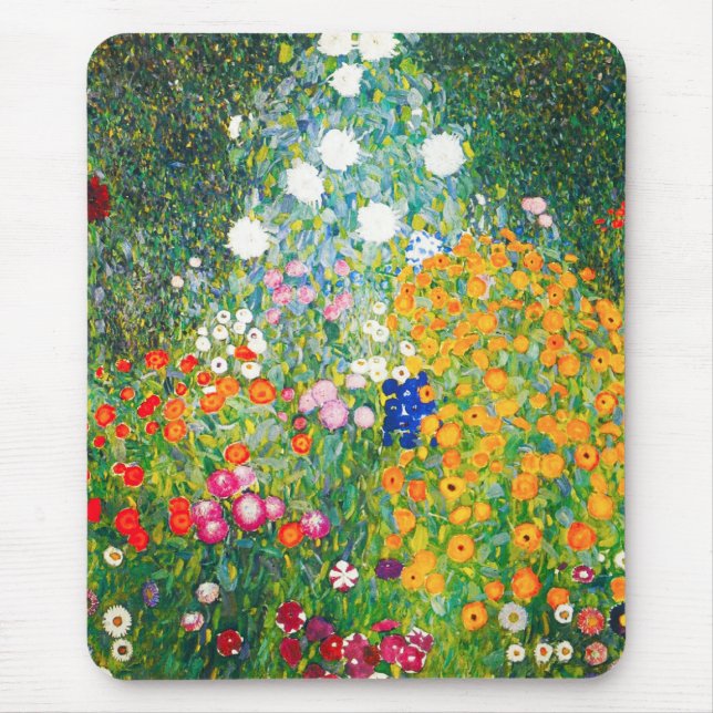 Gustav Klimt Flower Garden Mouse Pad (Front)