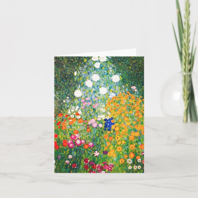 Gustav Klimt Flower Garden Note Card (Front)
