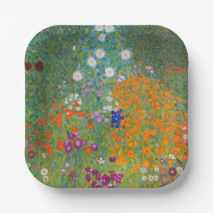 Gustav Klimt - Flower Garden Paper Plate