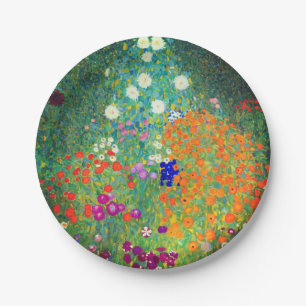 Gustav Klimt Flower Garden Paper Plate