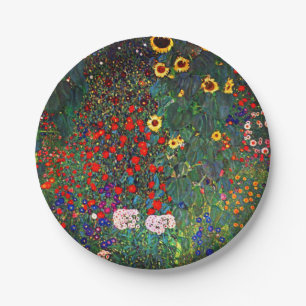 Gustav Klimt Flower Garden Paper Plate