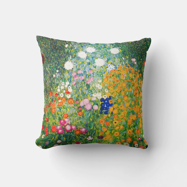 Gustav Klimt Flower Garden Pillow (Front)