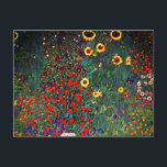 Gustav Klimt Flower Garden Postcard<br><div class="desc">Postcard featuring Gustav Klimt’s painting Farm Garden with Sunflowers (1907). A beautiful garden of sunflowers and exquisite blue,  red,  purple,  pink,  and white flowers. A great gift for fans of Art Nouveau and Austrian art.</div>