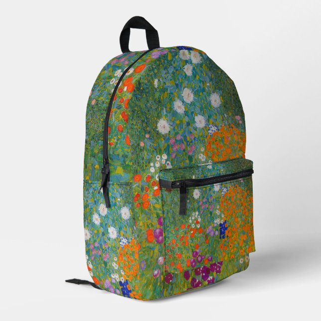 Gustav Klimt - Flower Garden Printed Backpack (Back Corner Left)