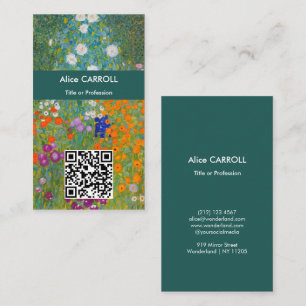 Gustav Klimt - Flower Garden - QR Code Business Card