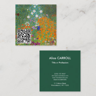 Gustav Klimt - Flower Garden - QR Code Square Business Card