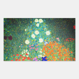 Gustav Klimt Flower Garden Rectangular Sticker