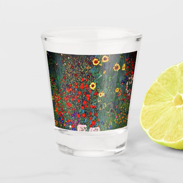 Gustav Klimt Flower Garden Shot Glass (Front)