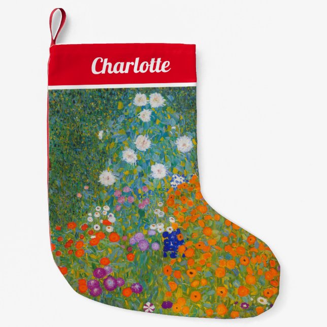 Gustav Klimt - Flower Garden Small Christmas Stocking (Front)