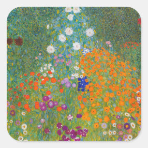 Gustav Klimt - Flower Garden Square Sticker