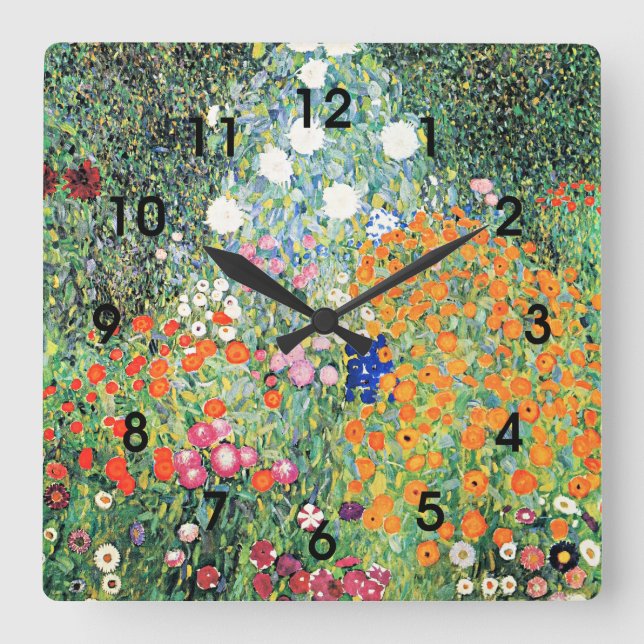 Gustav Klimt - Flower Garden, Square Wall Clock (Front)