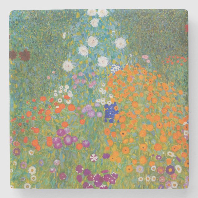 Gustav Klimt - Flower Garden Stone Coaster (Front)