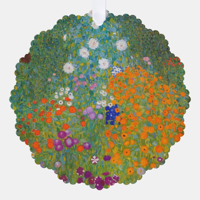 Gustav Klimt - Flower Garden Tree Decoration Card (Front)