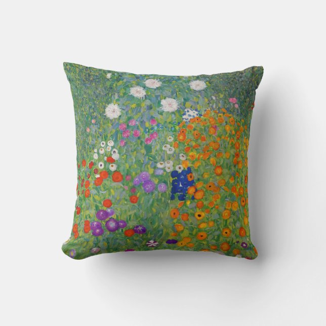 Gustav Klimt Flower Garden Vintage Art Nouveau Cushion (Front)