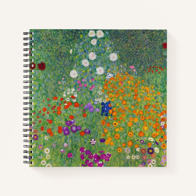 Gustav Klimt Flower Garden Vintage Art Nouveau Notebook (Front)