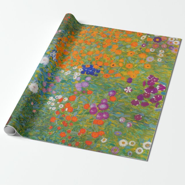 Gustav Klimt - Flower Garden Wrapping Paper (Unrolled)