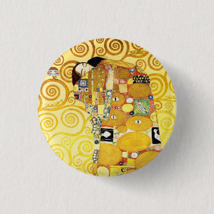 Gustav Klimt Fulfilment Lovers Fine Art 3 Cm Round Badge