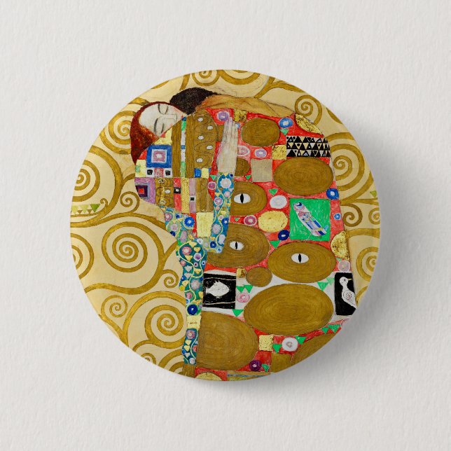 Gustav Klimt Fulfilment Nouveau Couple 6 Cm Round Badge (Front)