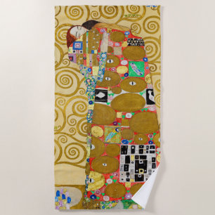 Gustav Klimt Fulfilment Nouveau Couple Beach Towel