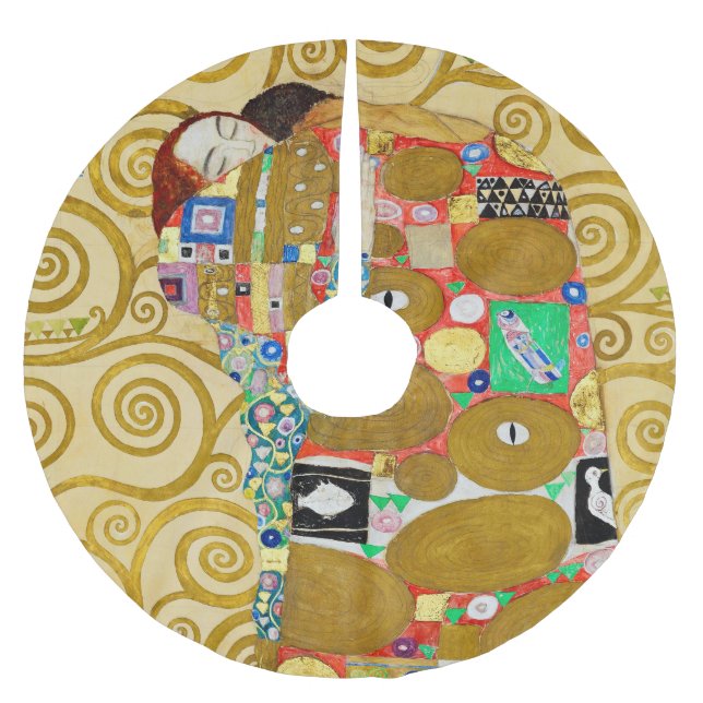 Gustav Klimt Fulfilment Nouveau Couple Brushed Polyester Tree Skirt (Front)
