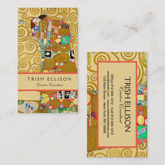 Gustav Klimt Fulfilment Nouveau Couple Business Card (Front/Back)