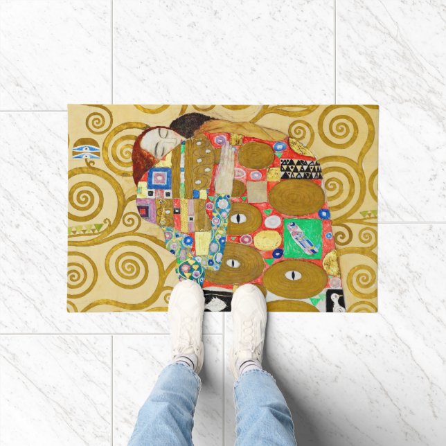 Gustav Klimt Fulfilment Nouveau Couple Doormat (Indoor)