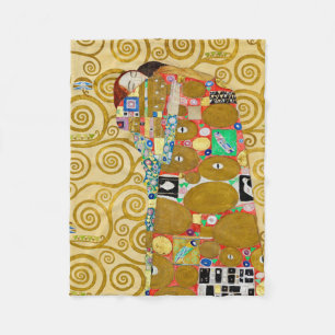 Gustav Klimt Fulfilment Nouveau Couple Fleece Blanket