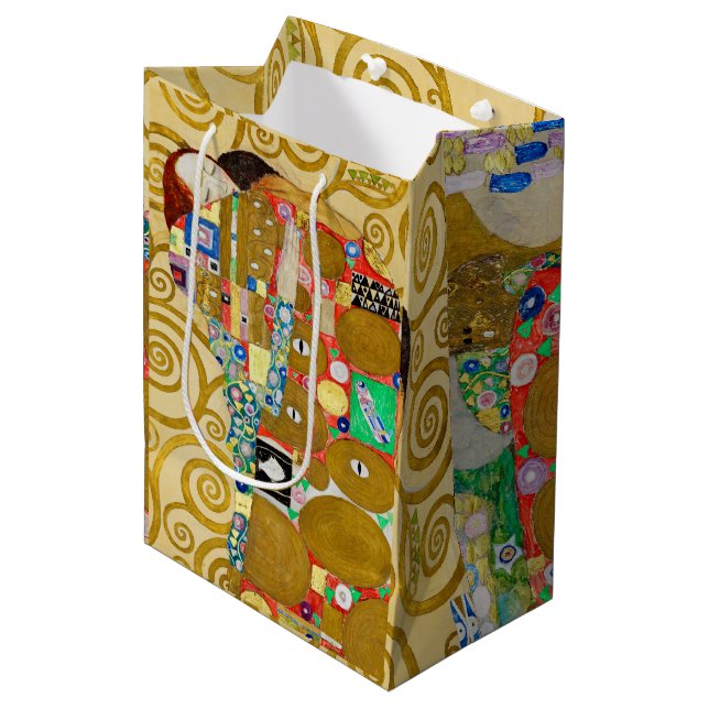 Gustav Klimt Fulfilment Nouveau Couple Medium Gift Bag (Front Angled)