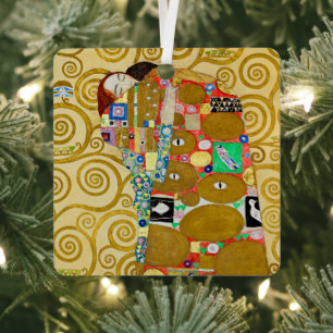 Gustav Klimt Fulfilment Nouveau Couple Metal Tree Decoration