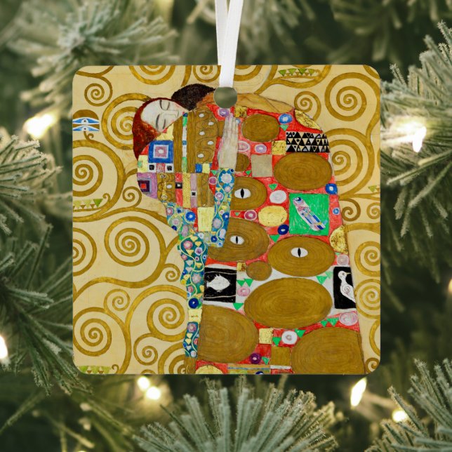 Gustav Klimt Fulfilment Nouveau Couple Metal Tree Decoration (Insitu)