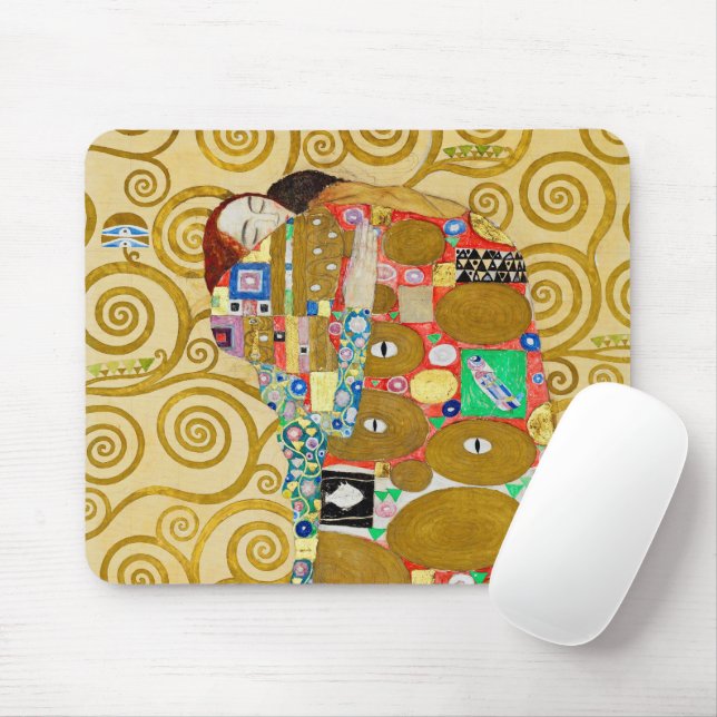Gustav Klimt Fulfilment Nouveau Couple Mouse Mat (With Mouse)